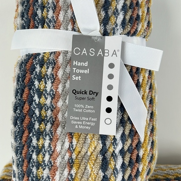 Casaba Super Soft Bath Towel Set 100% Cotton - Yellow Grey Tan - 4 Piece Set NEW - Picture 4 of 5